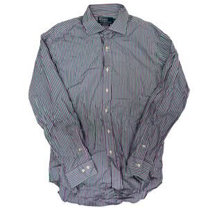 Polo Ralph Lauren Classic Fit Pinstripe Button Down Dress Shirt Purple Green